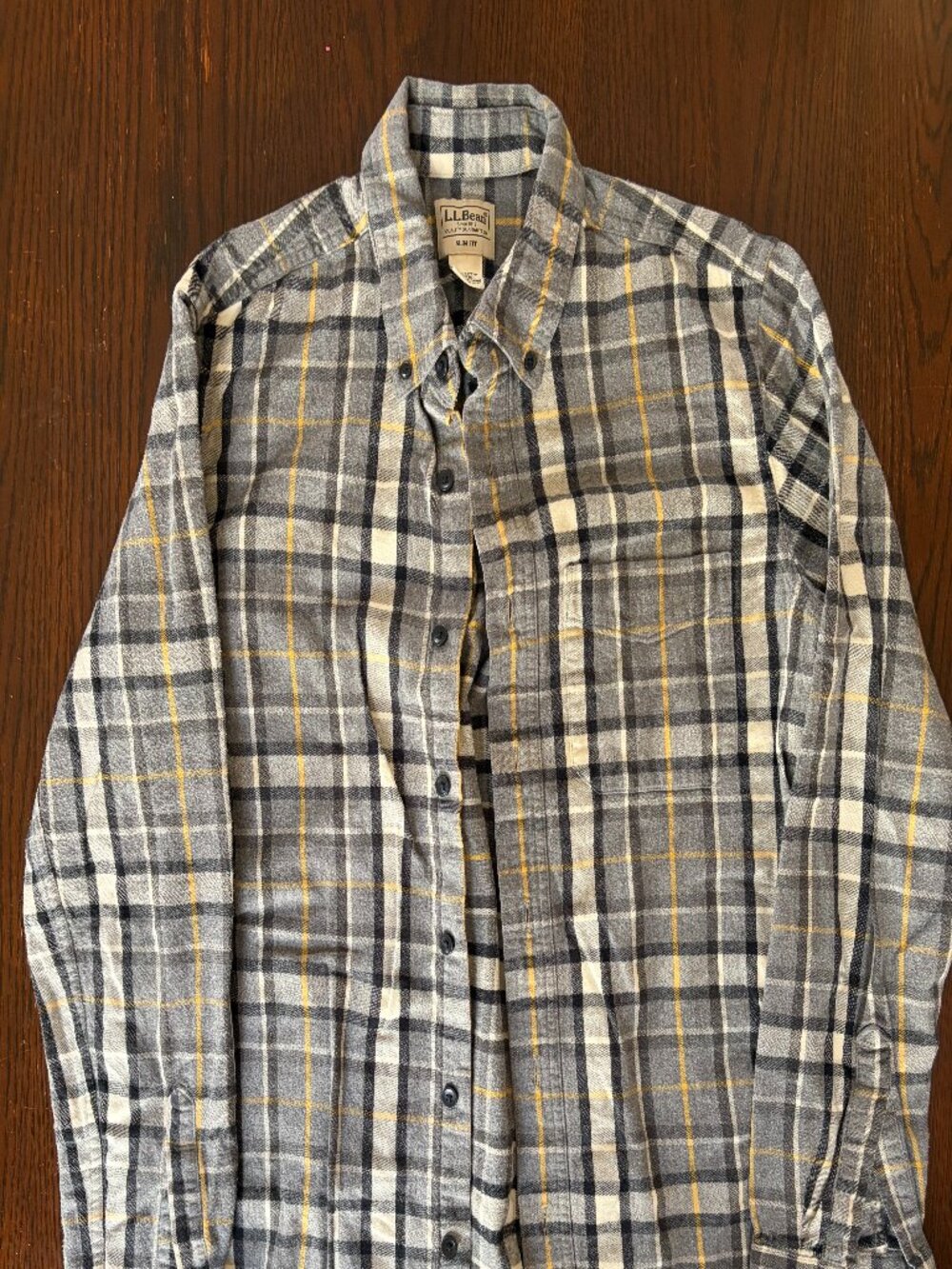 LL Bean Scotch Plaid Flannel Shirt Gray Men’s M